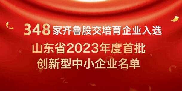 【喜報(bào)】348家齊魯股交培育企業(yè)入選山東省2023年度首批創(chuàng)新型中小企業(yè)名單